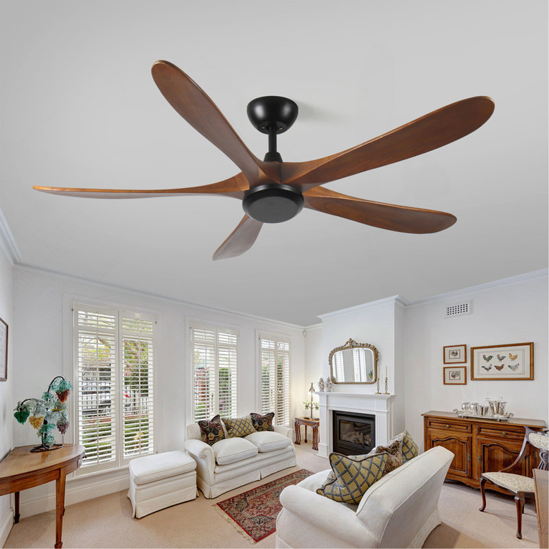 Ventilateur de plafond en bois 62 pouces sans lumière avec télécommande
