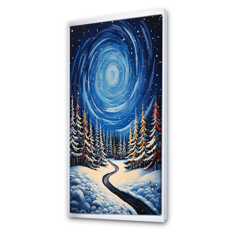 Frosty Pathway Road Into Winter Embrace III, Cadre flottant blanc, H 60 po x l 28 po x P 1,5 po