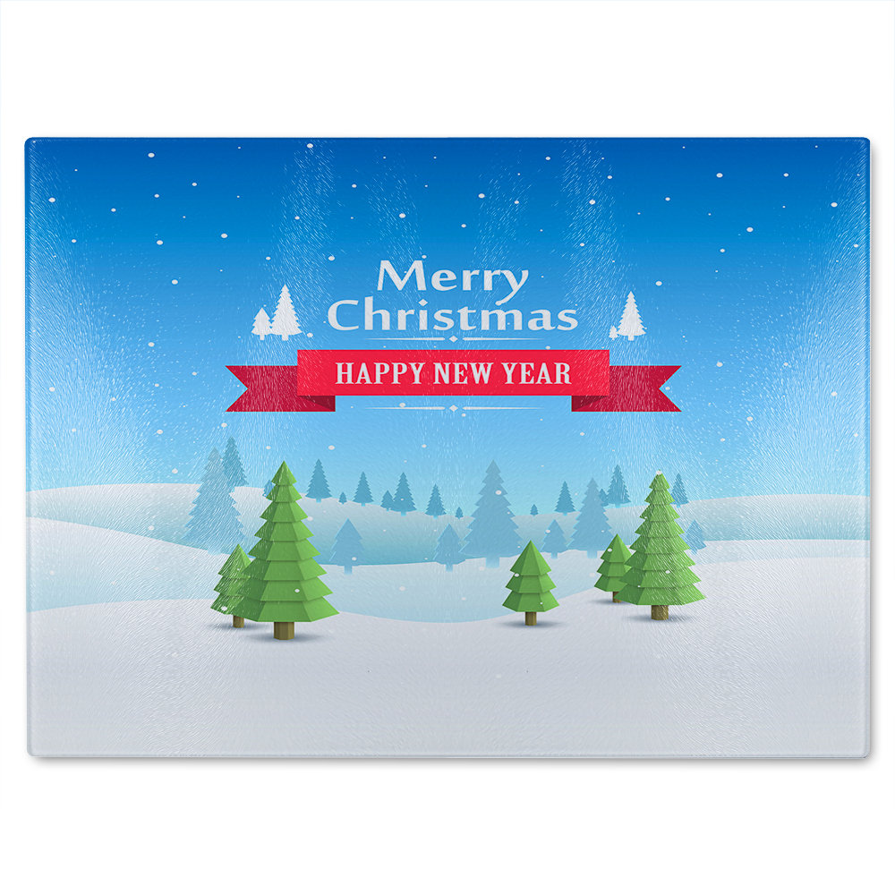 Merry Christmas Cover Art Dining Glass Chopping Board