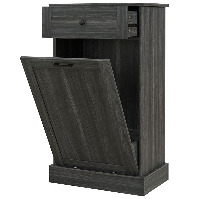 Armoire de poubelle de cuisine inclinable, armoire de recyclage autoportante, Gris