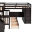 Lit superposé simple en forme de L simple avec 3 tiroirs, bureau portable et garde-robe-285423442
