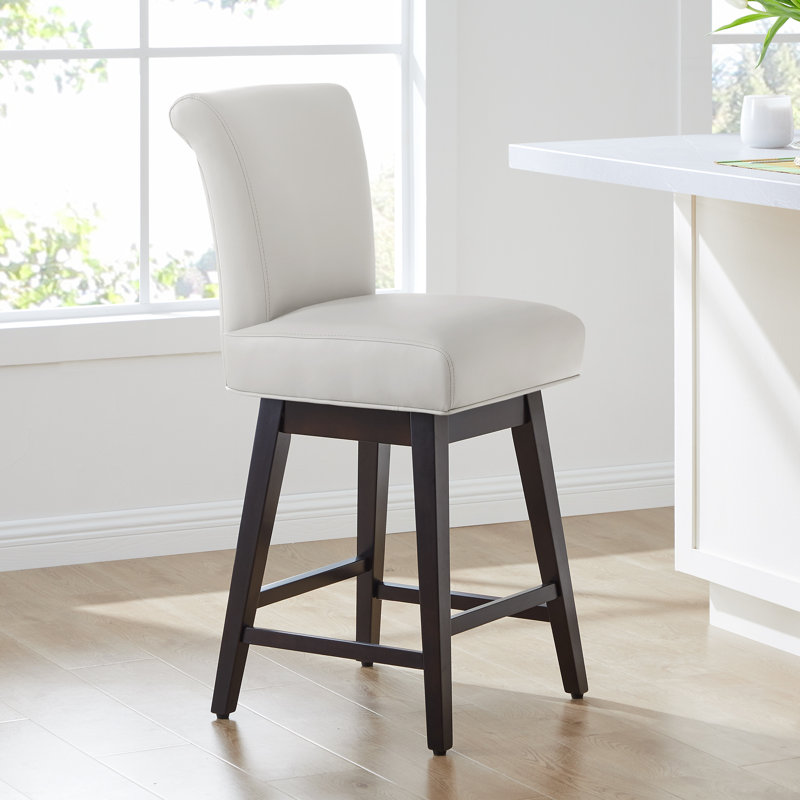 Alanys Swivel Upholstered Counter Stool, Creamy Gray