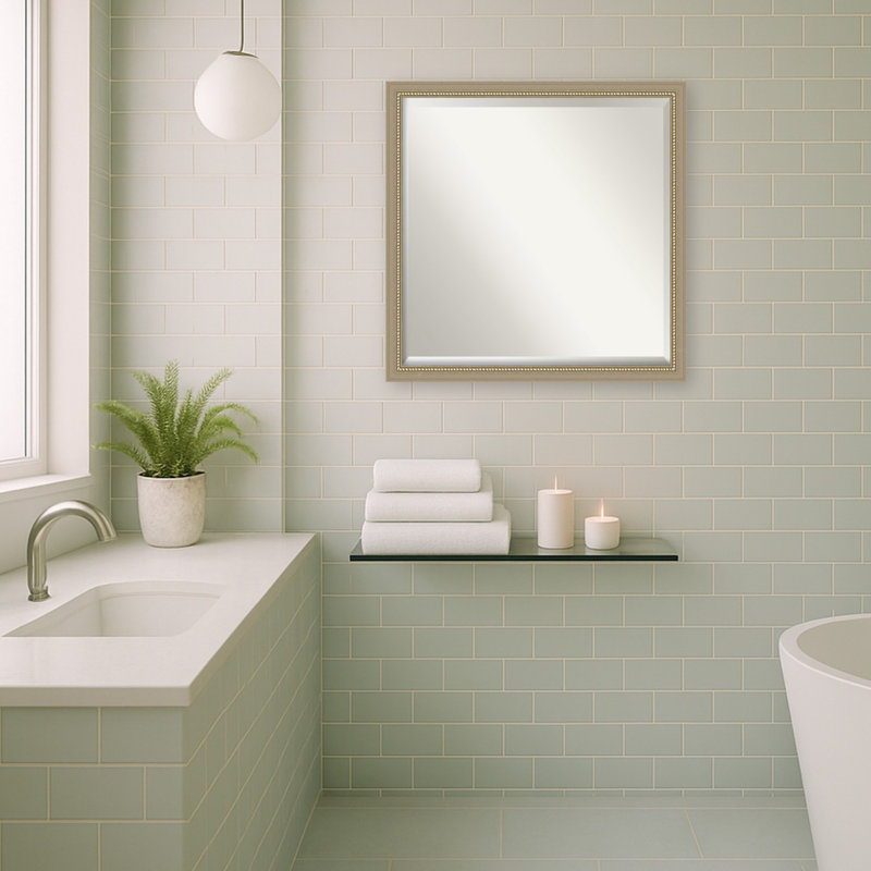 Miroir mural de salle de bain Phillip, L 22 po x H 22 po, Argent Belmont