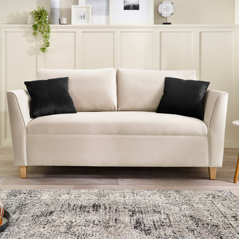 Auralane 3 Seater Upholstered Sofa, Cream