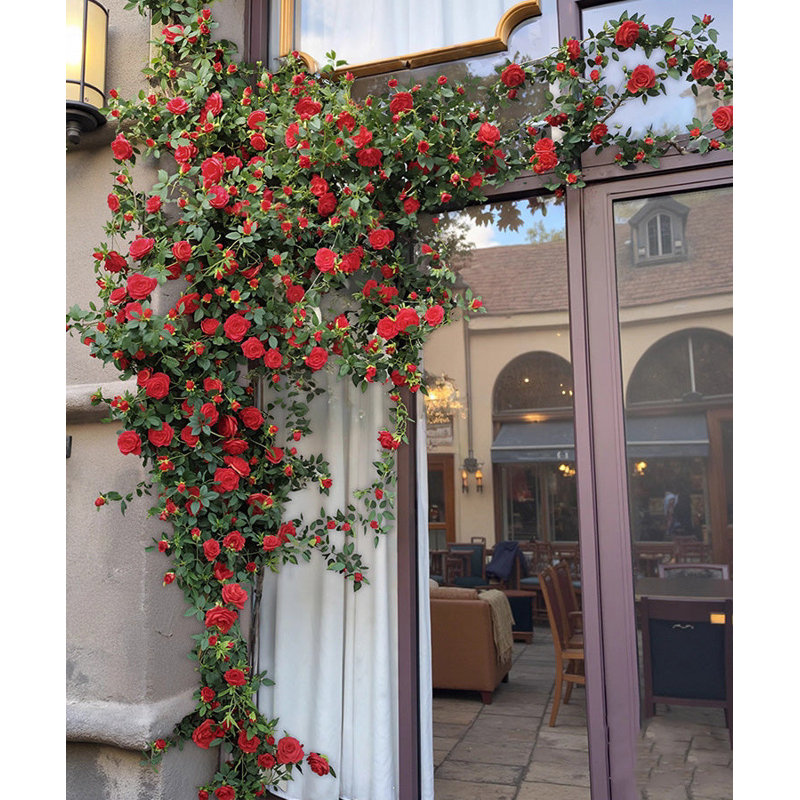 Artificial Red Rose Climbing Garland for Walls