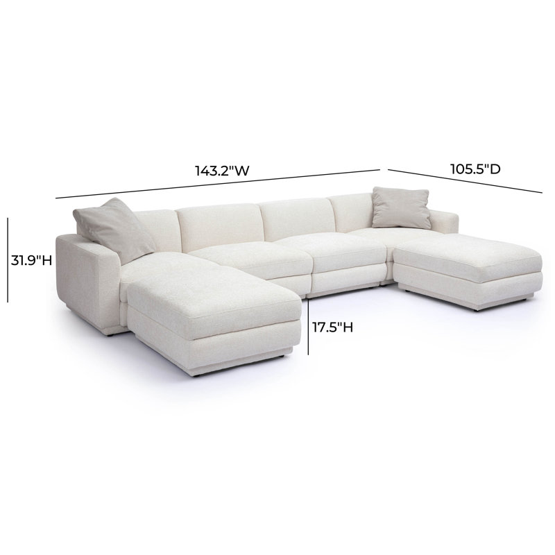 Canapé modulaire en chenille crème Frome