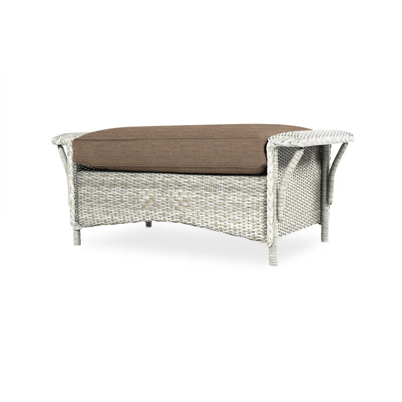 Nantucket Outdoor Ottoman, Canvas Black Sunbrella® Canvas, Antique White