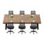 Ensemble de table de conférence et de chaises en bois massif de style industriel, jumelé à des chaises de bureau grises-2118043190-2118043185
