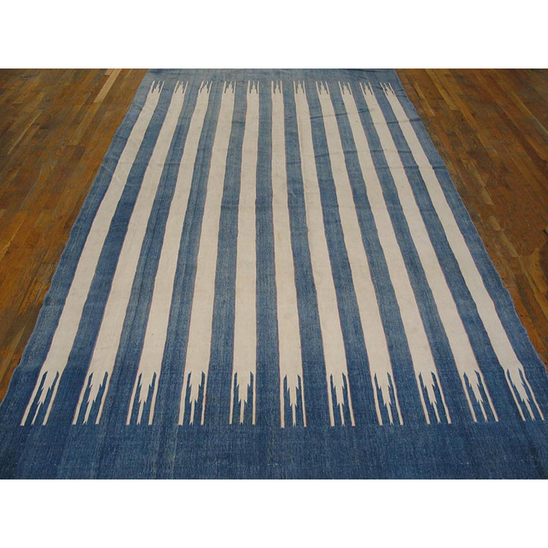 Charming Antique Dhurrie Striped Rug from India