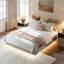 Ensemble de chambre à coucher 3 pièces avec 2 tables de chevet, ensemble de chambre à coucher moderne Mid-Century-833238409-833238414