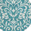 Tapis extérieur rond lavable floral bleu sarcelle et ivoire 8 pi