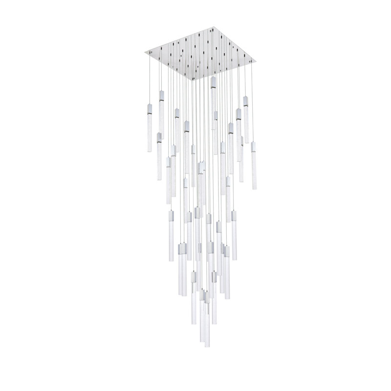 Luminaire suspendu rectangulaire à 36 lumières Aliha, Chrome