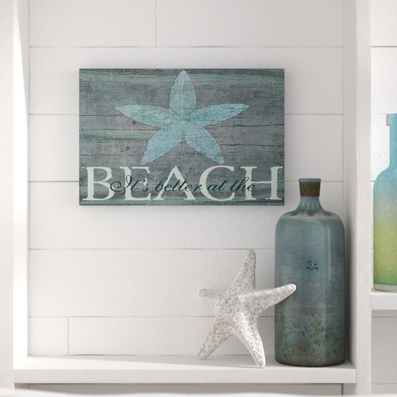 «It's Better at the Beach Starfish», art textuel, Toile tendue, H 16 po x l 20 po x P 1,5 po
