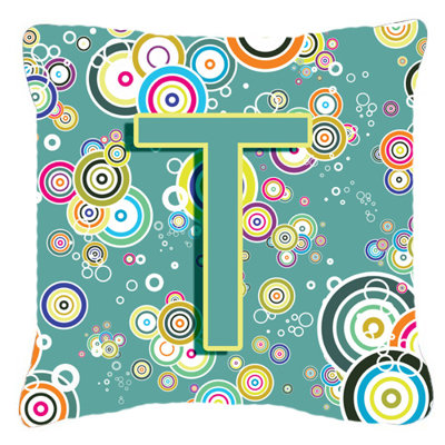 Monogramme initiale cercle cercle intérieur/extérieur Throw Pillow