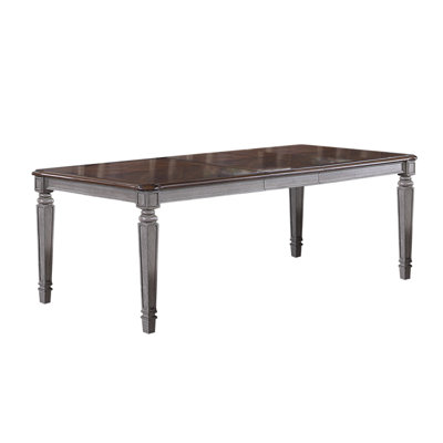 Rectangular Wooden Dining Table With 1 Leaf In Light Grey And Cherry