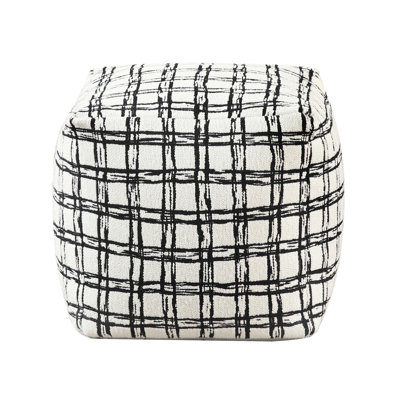 Pouf tendance en noir et blanc, rembourré, blanc carré antidérapant, rembourré en tissu, capacité de poids de 300 lb,