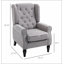 Fauteuil d'appoint capitonné à boutons avec haut dossier à oreilles, accoudoirs rembourrés arrondis et siège rembourré épais, gris-1344916788
