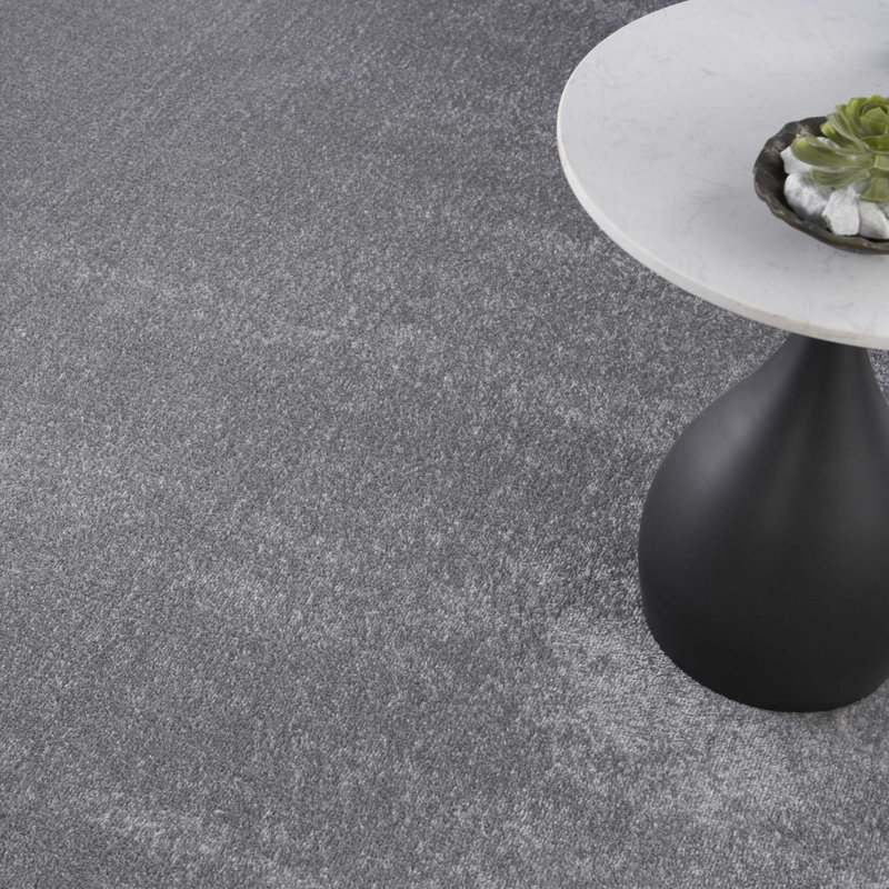 Mullican Sandy Solid Silver/Grey Easy Care Indoor/Outdoor Area Rug, Square 9'