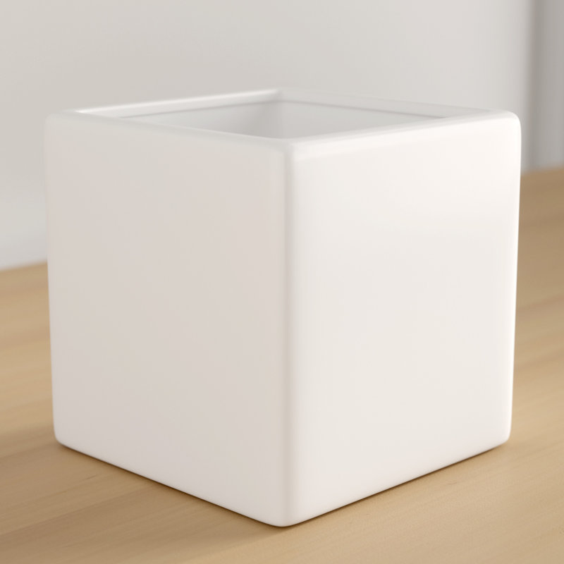 Boîte à fleurs carrée en céramique Lonsdale, H 7 po x l 7 po x P 7 po, Blanc