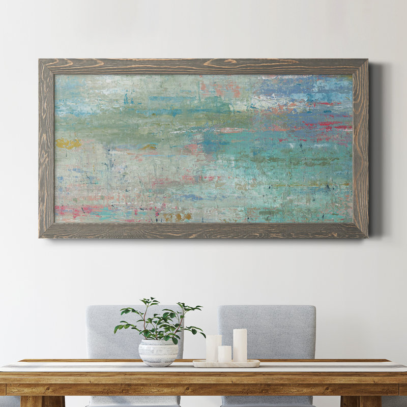Pastel Watergarden - peinture sur toile encadrée, Gris