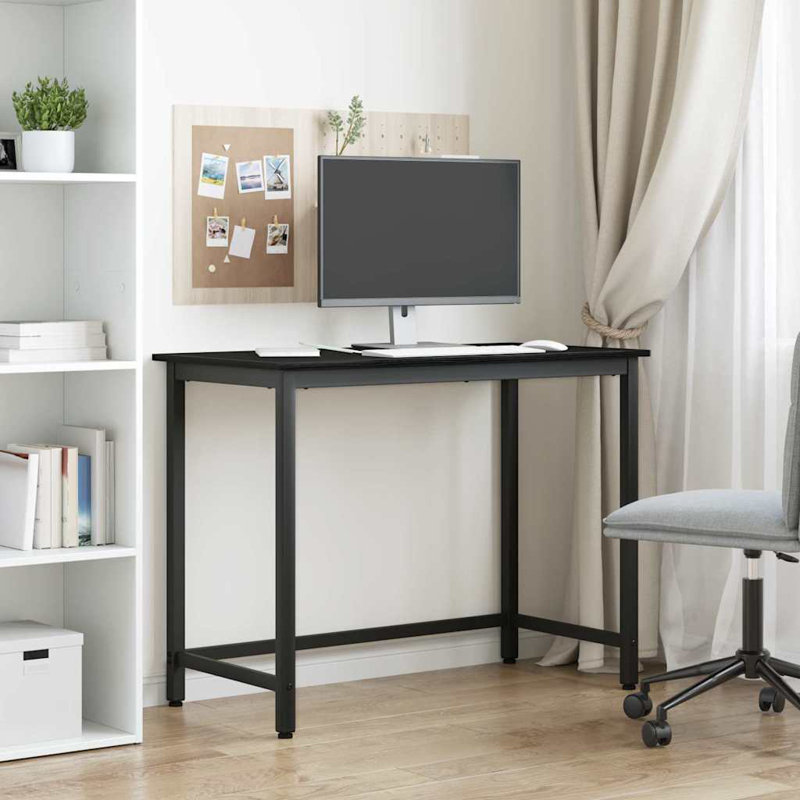 Metal Base Writing Desk, Black Oak