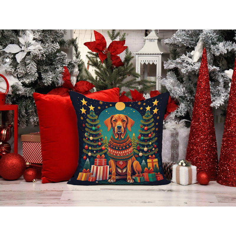 1162_Vizsla Christmas Fabric Decorative Pillow, 18 po x 18 po