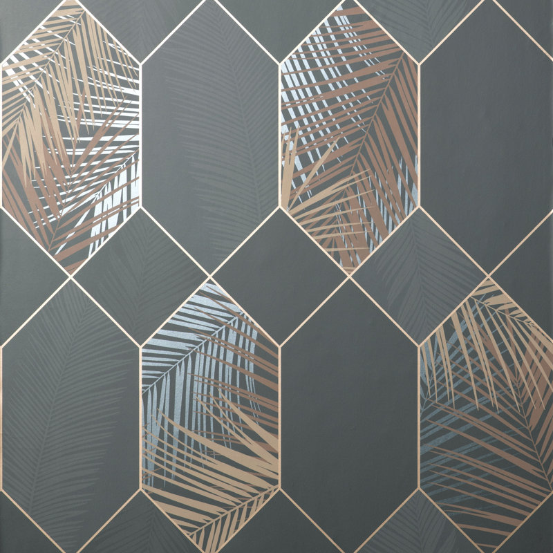 Miami Tropical Geo Wallpaper, Charcoal