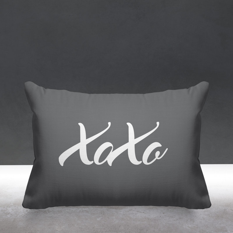 Housse et insert de coussin rectangulaire Asox Xoxo, gris