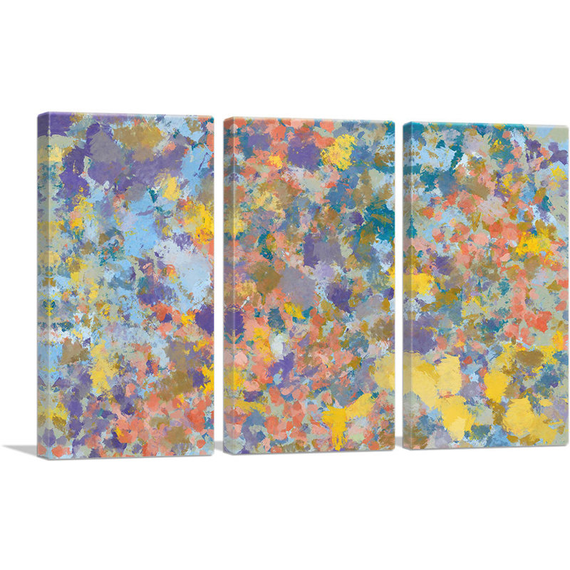 «Baby Blue Yellow» - ensemble de 3 reproductions d'art sur toile tendue, H 40 po x l 60 po x 1,5 po