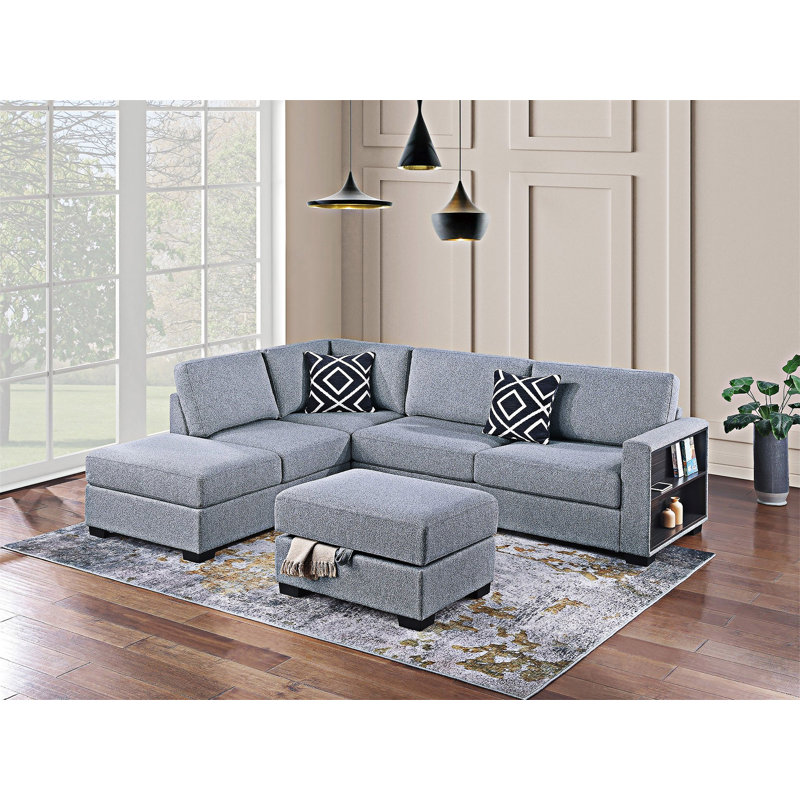 Canapé modulaire réversible avec repose-pieds, Gris