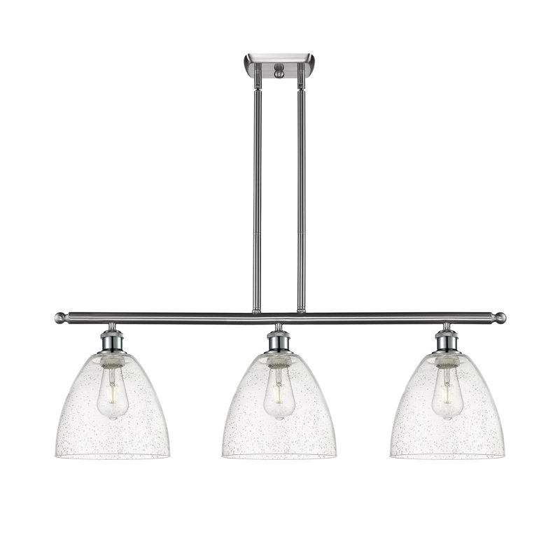 Amren 3 - Light Kitchen Island Pendant, 43.75" H x 36" W x 7.5" D, LED, Brushed Satin Nickel