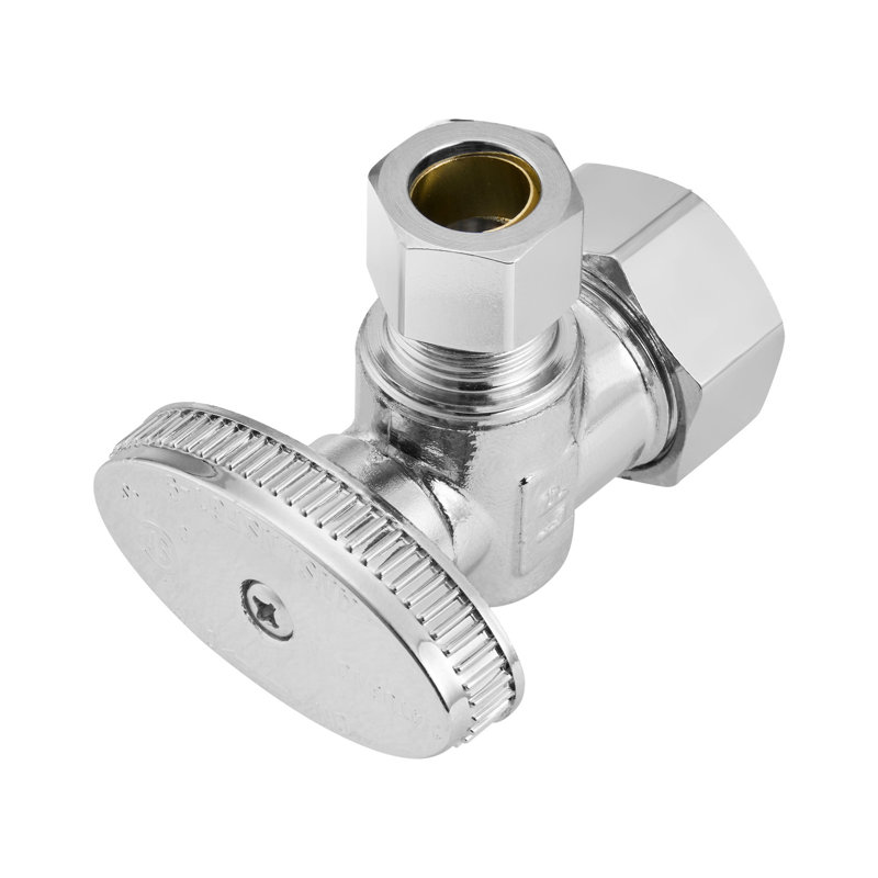 Paquet de 10 valves d'arrêt 1/4 d'angle, entrée de compression 1/2 po x sortie de compression 3/8 po, valve d'arrêt en laiton sans plomb pour la plomberie de cuisine et de salle de bain
