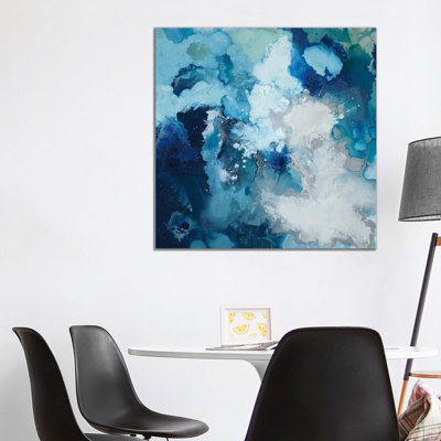 Blue Flo 1 Piece Wrapped Canvas Painting