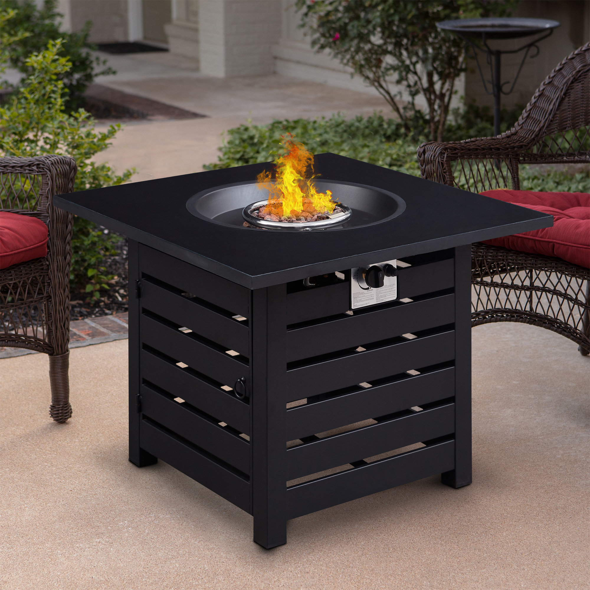 Ebern Designs Fire Pit Table,40,000 BTU AutoIgnition Propane Gas