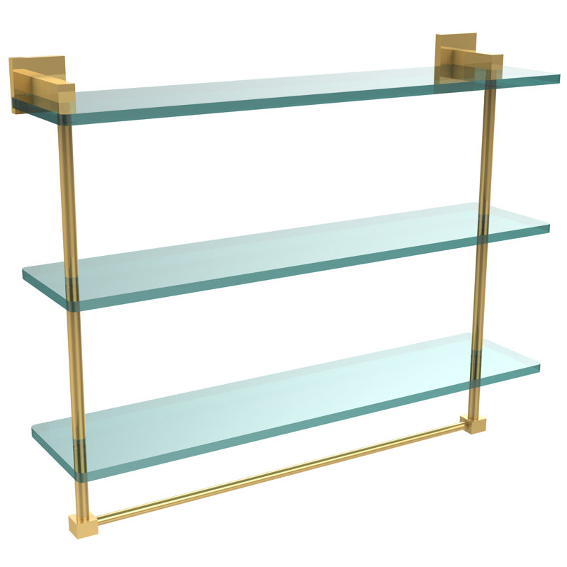 Haranu 3 Piece Tiered Shelf with Towel Bar, Polished Brass