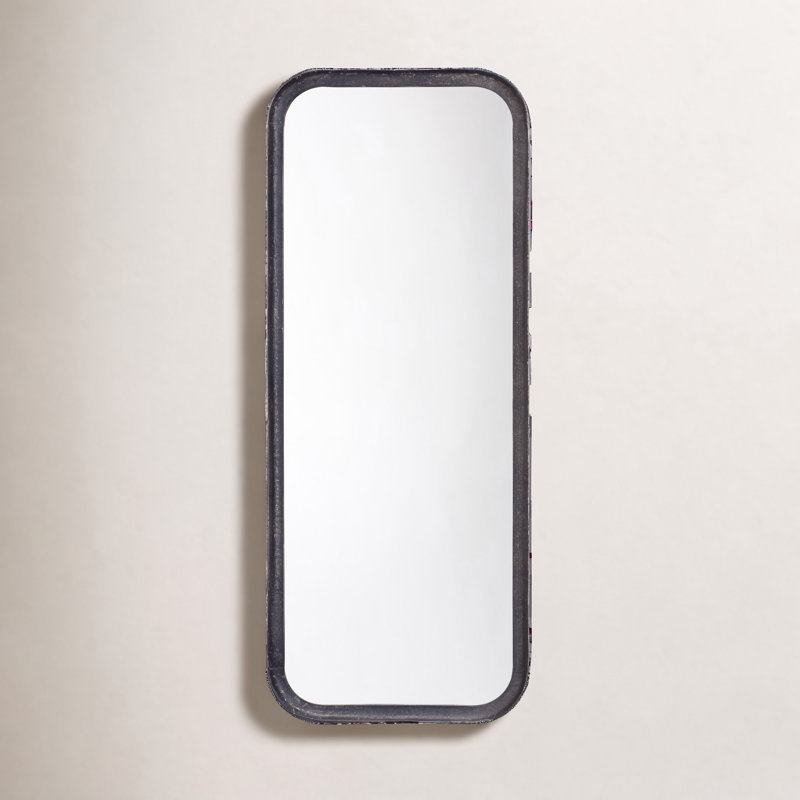 Iron Rectangle Mirror, 35.5" x 15.75", Distressed Black