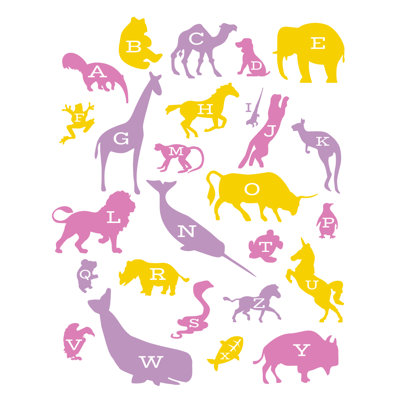 Décalcomanie murale alphabet animaux