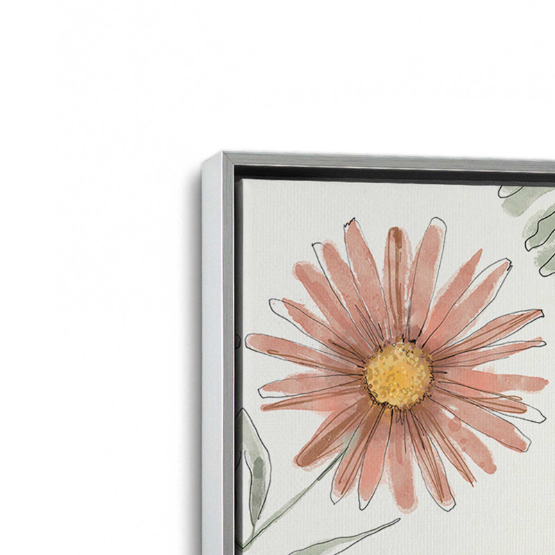 «Botanical Encouragement I», reproduction sur toile, H 32,75 po x l 32,75 po, Cadre flottant en chrome poli