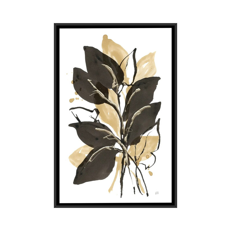 Natural Leaves II, 60" H x 40" W x 1.5" D, Black Floater Framed Canvas