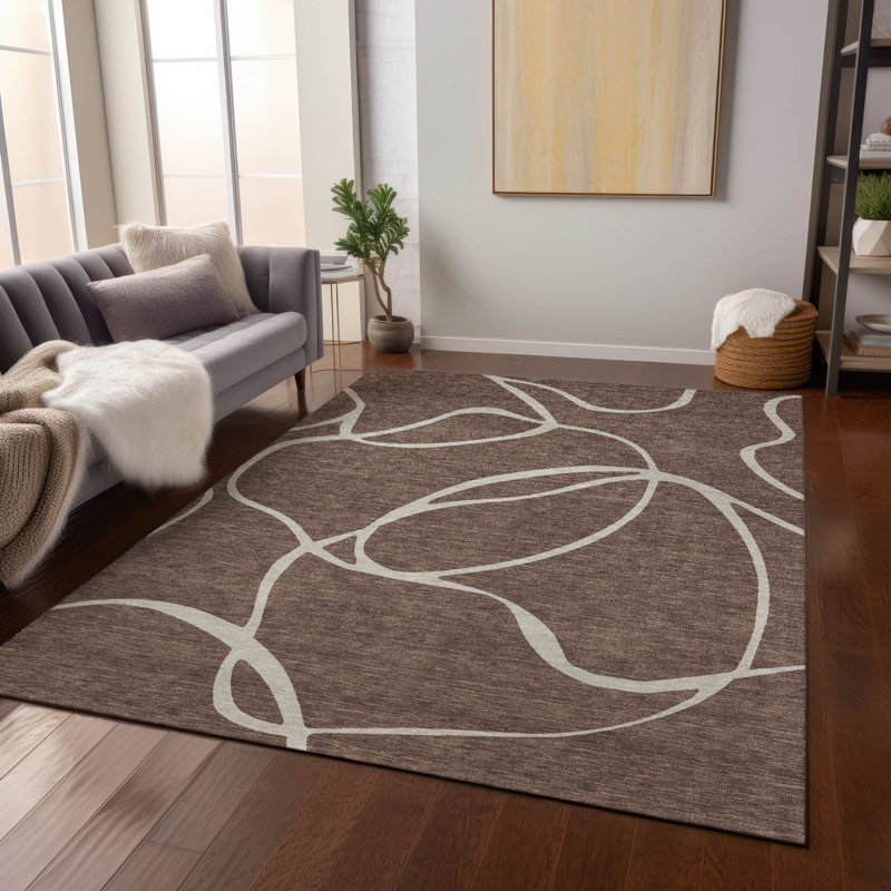 Tapis d'intérieur / extérieur brun Mirelle , 10 pi x 14 pi