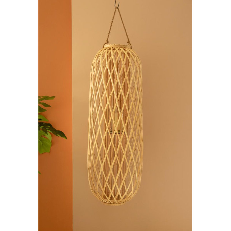 TALL OVAL WILLOW LANTERN WITH GLASS INSERT - NATURAL 47"T