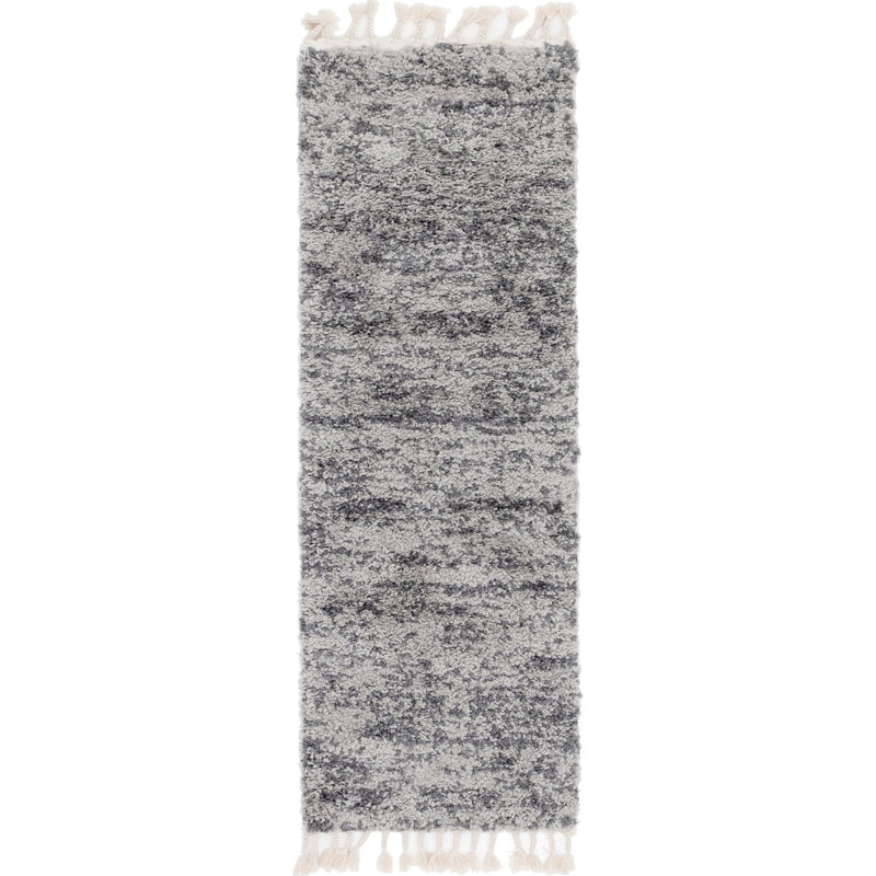 Tapis gris à rayures Mitzy, Tapis de couloir 2 pi 2 po x 6 pi 1 po