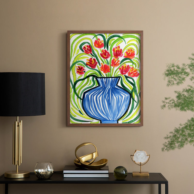 «Adventure Floral I», reproduction encadrée - bois massif, H 30 po x l 24 po, Noyer