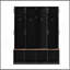 Porte-manteau de style campagnard avec 4 crochets de suspension dissimulés, banc polyvalent en noyer avec 8 portes, meuble à chaussures d'entrée avec compartiment ouvert pour le salon, noir