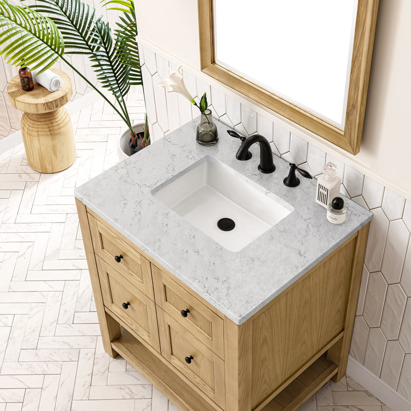 Breckenridge 30'' W Single Vanity, Eternal Jasmine Pearl, Light Natural Oak, 8" Widespread