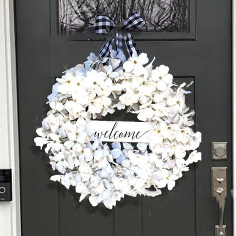40cm White Forsythia Wreath