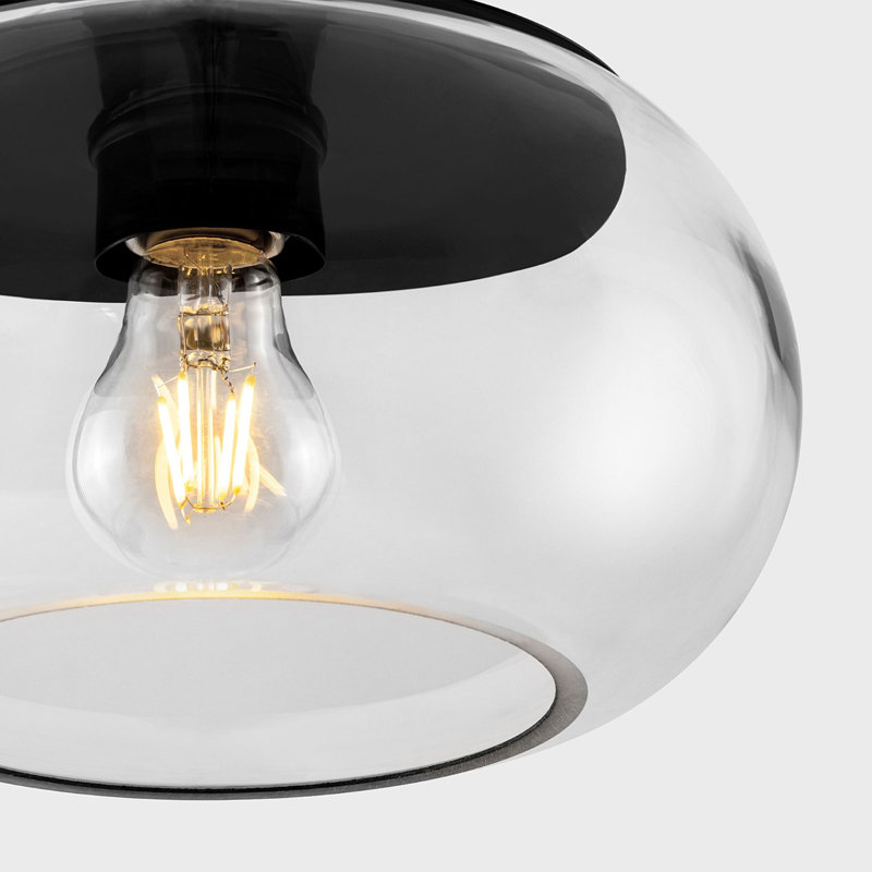 Luminaires suspendus à 1 lumière pour îlot de cuisine avec verre transparent, Noir mat, Transparent