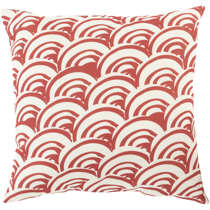 Red and Neutral Polyester Square Indoor/Outdoor Pillow
