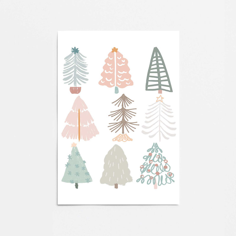 «Playful Christmas Trees II», reproduction, No Frame, Paper, 10" H x 8" W