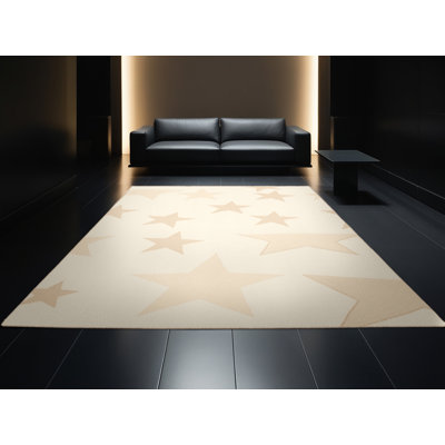 Tapis moelleux moelleux à motif abstrait moderne et contemporain beige 4ème Fiorentino